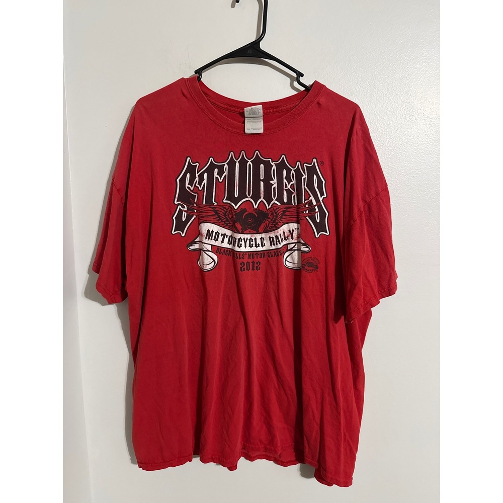 Gildan Sturgis Motorcycle Rally 2012 T-Shirt Mens 2XL Red Graphic Tee